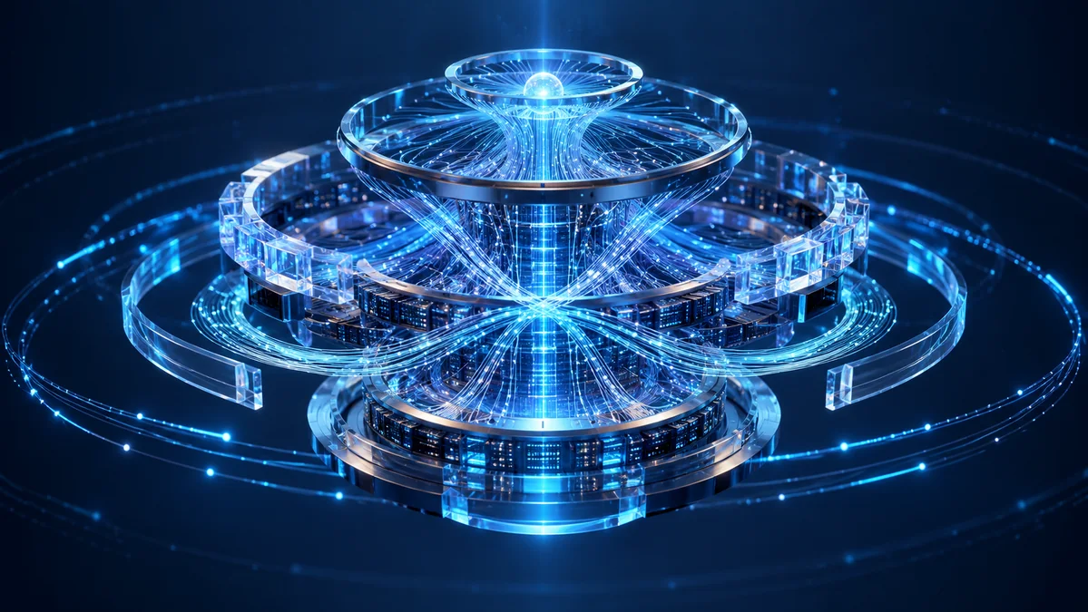 An elegant nested machine of luminous concentric rings and precisely woven attention filaments, suggesting complex model architecture.